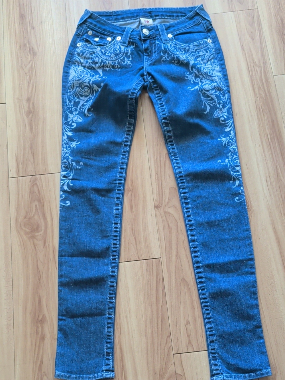 Blue Floral-Print Women’s Jeans